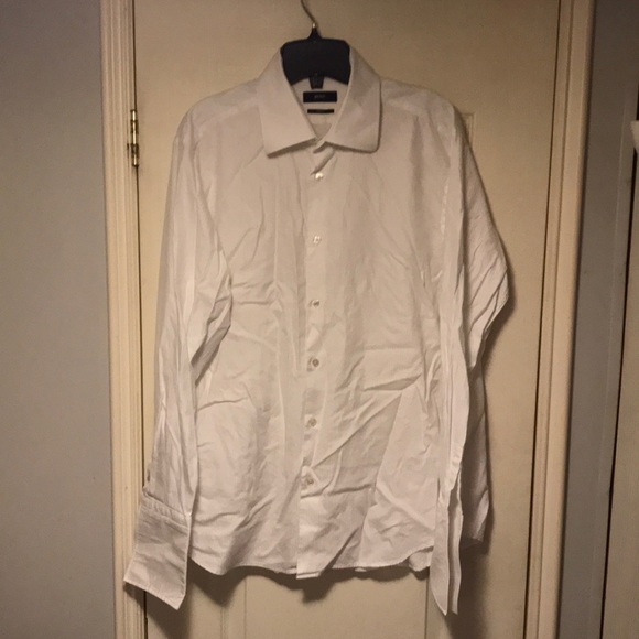 Men’s Hugo Boss French Cuff Dress Shirt White Size 16.5